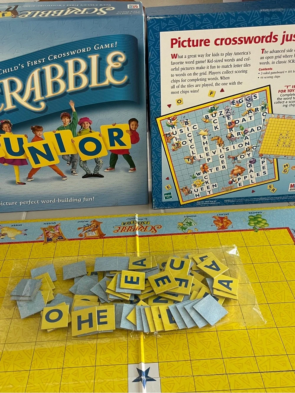 Hasbro Scrabble Junior Kids Board Game - Blue Used but still in good condition